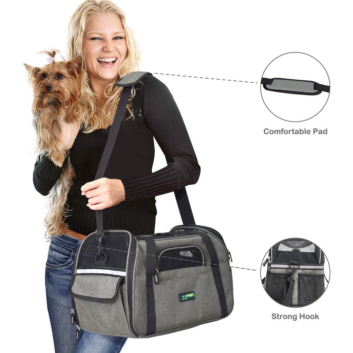 Переносна переноска для тварин Jespet, м'які стінки, для котів та цуценят, 17' x 9' x 11.5', блакитна