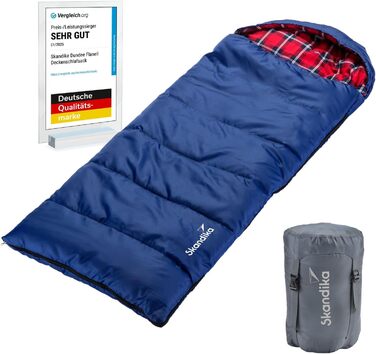 Skandika Dundee Junior Kids Sleeping Bag | Flannel-Lined Cotton Sleeping Bag for Children - Waterproof, 13°C to 3°C Comfort, 175 x 70cm