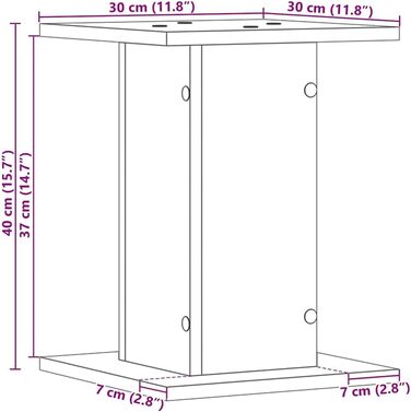 Підставка для акустики vidaXL, 2 шт., дерев'яна, чорна ельха, 30x30x40 см, для Hi-Fi, домашнього кінотеатру, покращений звук
