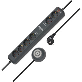 Бренненштуль Eco-Line Comfort Switch Plus мережевий фільтр 6-фазовий (розподільний блок з 2 постійними та 4 вимикачами, підсвічений вимикач) антрацит