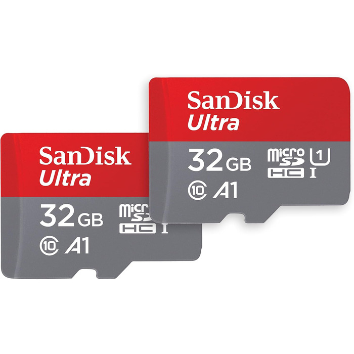 Карта пам'яті SanDisk Ultra microSDXC 32 ГБ з адаптером SD, A1, Class 10, U1, швидкість до 120 МБ/с (набір 2 шт.)