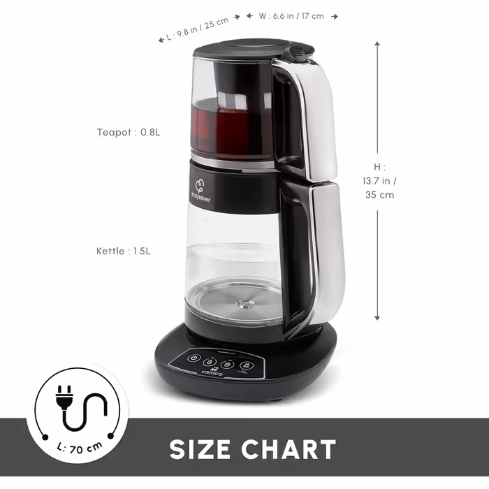 Karaca Dora Teapot, 4.5 L Kettle, 1.8 L Water Boiler, suitable for gas and electric cooktops, teapot, Turkish teapot (caydanlik), and teapot set, Teapot (not induction), (Single Size, Chrome)