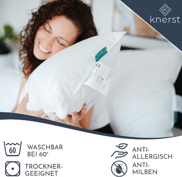 KNERST® Pillow 40x60 cm Made in Germany - Head pillow 40 x 60 against neck pain & tension - Bed pillow for healthy & restful sleep - Öko-Tex - Pillow - Cushion - Sleeping pillow