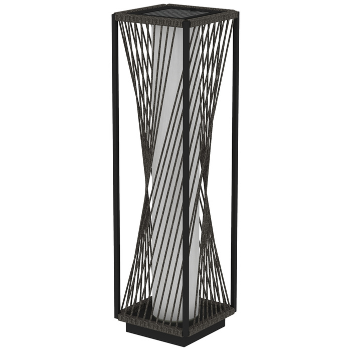 Outsunny Solar Standing Lamp with Light Sensor, 25 LED Lights, Boho Style, IP44 Waterproof, Black+Gray