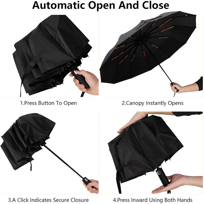 Автоматичний парасолька Romon, стійкий до вітру, компактний, захист від UV, ідеальний для подорожей, високоякісний, з кнопковим відкриванням