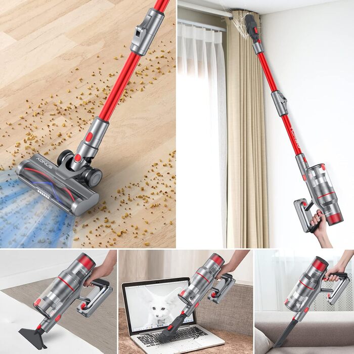 Акумуляторний пилосос Aonus A9 Pro, пластиковий, червоний, 500 Вт, об'єм 1 літр, 60 дБ