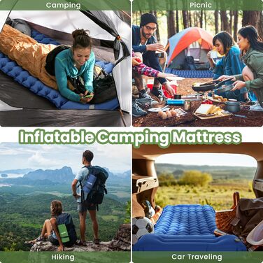 ROPODA Self-Inflating Camping Mat with Pillow & Foot Pump - Lightweight Waterproof Sleeping Pad for Outdoor, Camping & Hiking