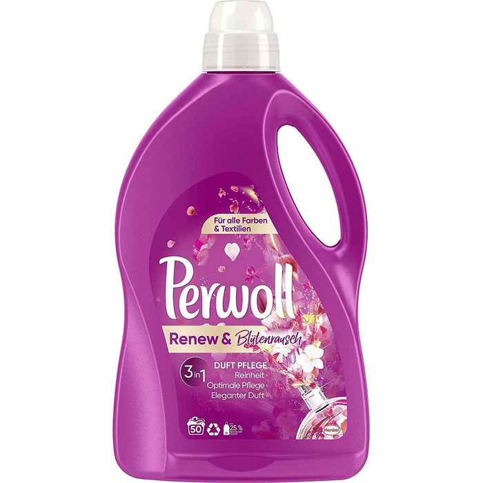 Рідкий засіб для прання Perwoll Renew Blütenrausch для кольорових та білих речей, інтенсивна свіжість, 125 мл (упаковка 24 шт)