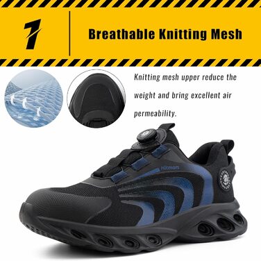 Робочі черевики Hitmars, унісекс, самозатягування, розмір 36-46 (H23, блакитний, 39 EU)