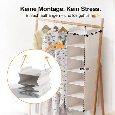 Організатор для шафи Extra tief – 6-ярусний, з 4 кишеньками з сітки, для дому, студентського гуртожитку, кемпінгу, економія місця