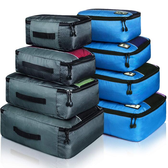 Органайзери для подорожей - набір 8 шт. (сірий/блакитний)