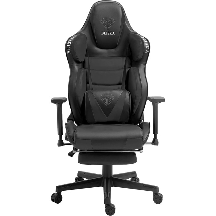 TRISENS Gaming Chair Racing Style Chair with Sports Seat and Ergonomic 4D Armrests, Color: Black