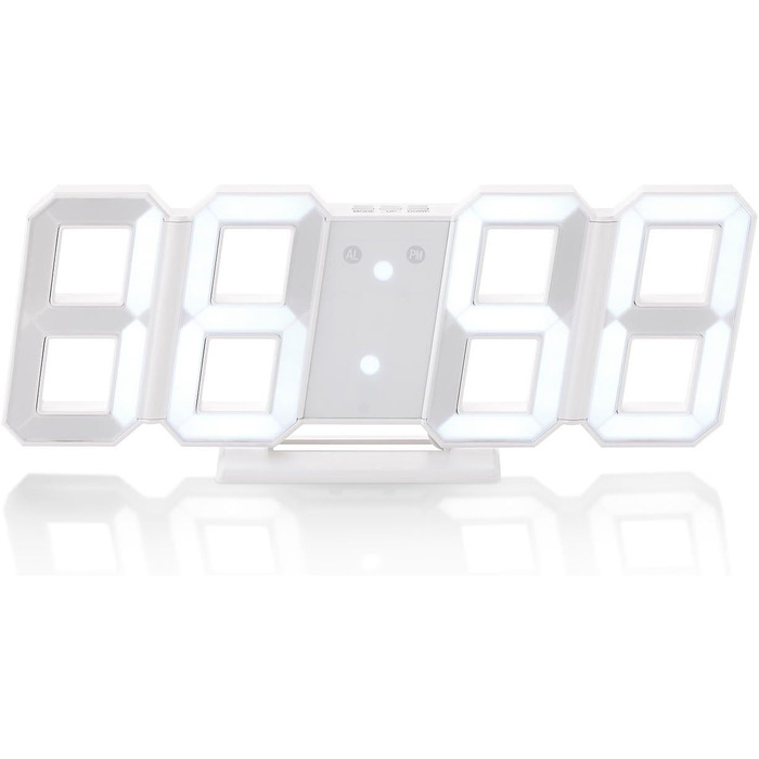 Lunartec Digital Clock Wall: Digital Jumbo LED Table & Wall Clock, 3D, Alarm Clock, Dimmable, 28 cm (Digital Clock for Placement, 3D Clock, Illuminated)