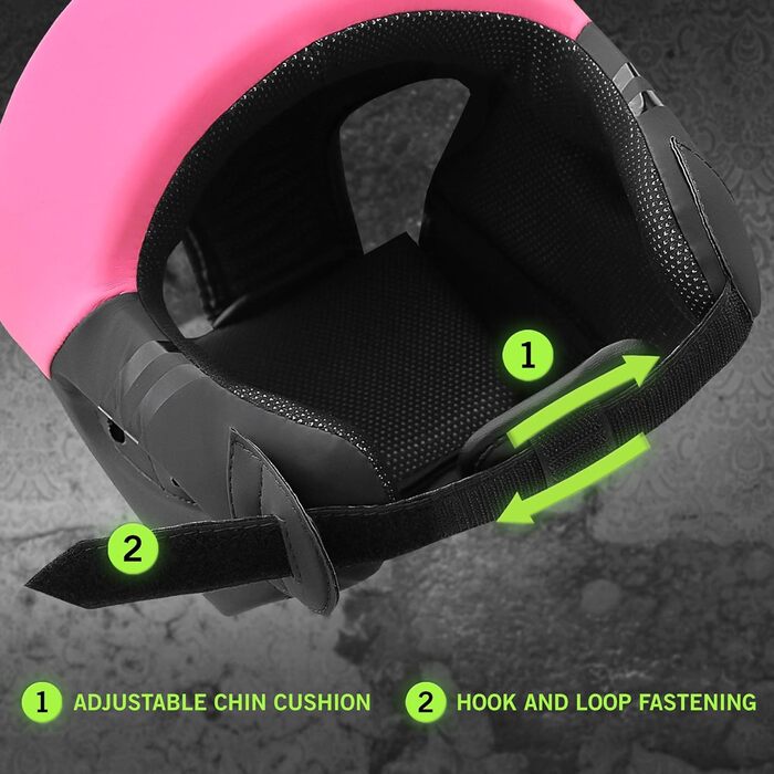 Mytra Fusion Headgear Boxing Headguard with Adjustable Strap - MMA, Muay Thai, Sparring, Karate - Black/Pink
