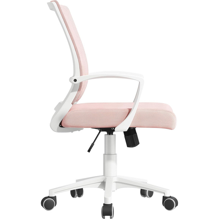 Офісне крісло Yaheetech ергономічне, з сітчастою спинкою, з підлокітниками, для офісу, комп'ютерне крісло, витримує до 136 кг, дихаюче, з функцією гойдання (Рожеве, фіксовані підлокітники)