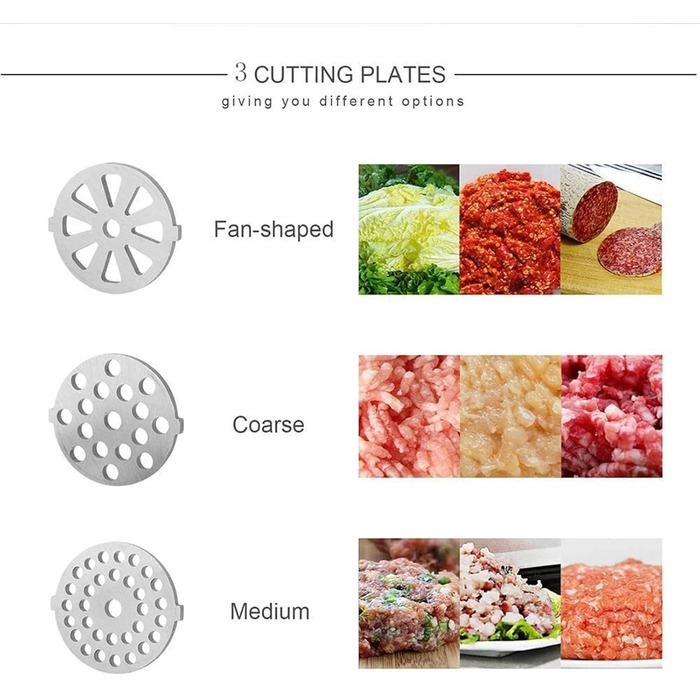 М'ясорубка електрична 800W з насадками для ковбас, нержавіюча сталь, чорна - багатофункціональний кухонний комбайн
