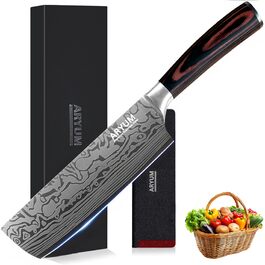 Nakiri Messer Aryum Premium 17 см - Японський ніж для овочів з нержавіючої сталі, ергономічний, гострий та довговічний