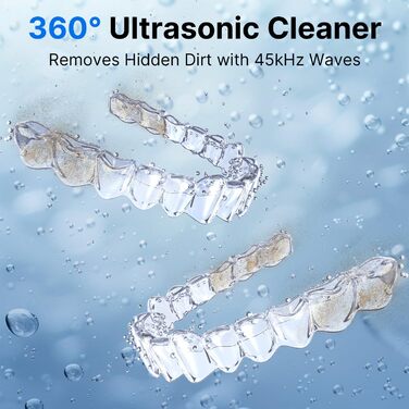 Ультразвуковий очищувач, 45000 Гц, 200 мл, для зубних протезів, альгінаторів, брекетів, зубних щіток, ювелірних виробів (білий)