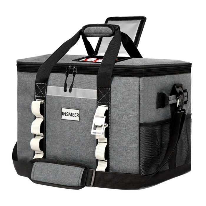 Сумка-холодильник INSMEER 48L: велика, містка, для пікніків, кемпінгу та пляжу (темно-сірий)