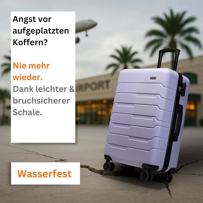 Чемодан NOWI Bergamo: водостійкий, 8 коліс, 360°, телескопічна ручка, повне оздоблення всередині (L, фіолетовий)