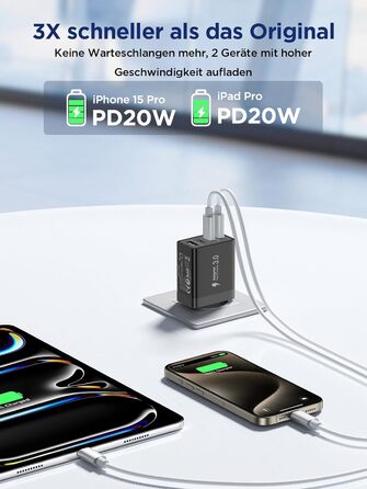 Мережевий адаптер Aioneus 40W з 4 портами USB-C та USB-A (1 шт, чорний)