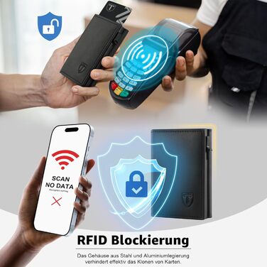 Чоловічий гаманець TENBST з RFID захистом, тонкий з відділенням для монет, на 10 карт, чорний