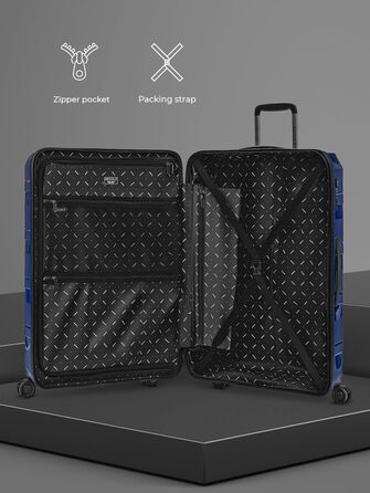 Чемодан REDOLZ Essentials 10: великий валіза-тележка 76 см, синій металік | з поліпропілену, 4 колеса, TSA-замок