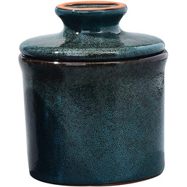 Ceramic Butter Container – Ceramic Butter Dish with Water Line for Countertop, Keeps Butter Fresh, Blue
