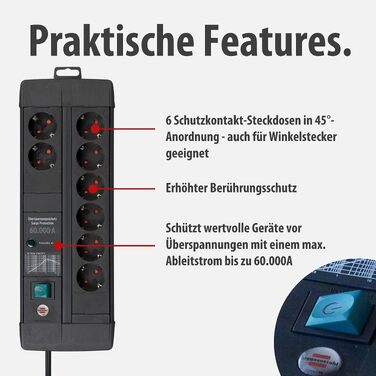 Мережевий фільтр Brennenstuhl Premium-Line на 8 розеток з захистом від перенапруги