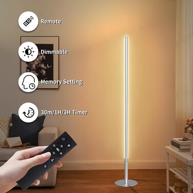 LED торшер Fortand з димуванням, пульт, 147 см. Сучасний торшер для вітальні та спальні. Регулювання кольору та яскравості 2700K-6500K