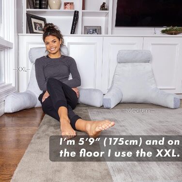 Подушка для чоловіків з підлокітниками - велика, для читання та відпочинку в ліжку. Преміум піна з пам'яті, знімна подушка для шиї, середній розмір (Dark Green)