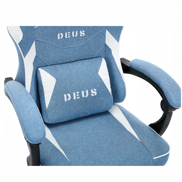 Ігрове крісло DEUS Edge Light Blue з підніжкою, тканина
