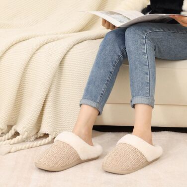 Жіночі зимові капці Evshine з плюшу та ефектом пам'яті (Memory Foam), протиковзкі, колір Khaki, розмір 44/45 EU
