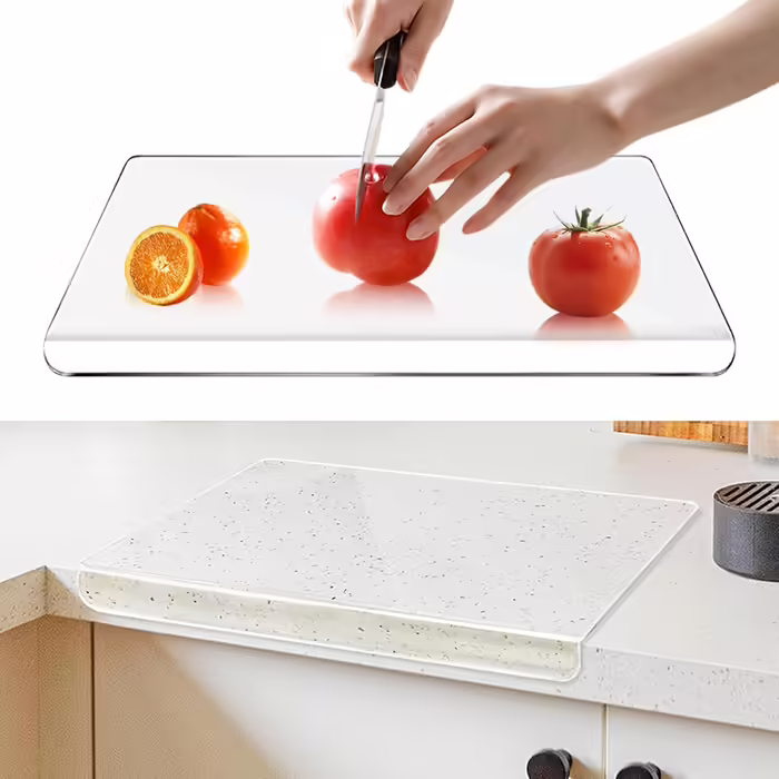 Acrylic Kitchen Countertop Cutting Boards, 5mm Transparent Board with Lip for Countertop Protection, Home Restaurant Cutting Board Cutting Mat for Kneading Countertop from Non-Slip (60 x 45 cm)