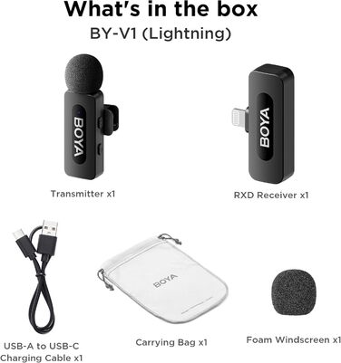 Мікрофон Boya BY-V10 USB-C: бездротовий мініатюрний мікрофон з шумозаглушенням для Android, смартфонів, ноутбуків, YouTube, подкастів, Facebook, Vlogging