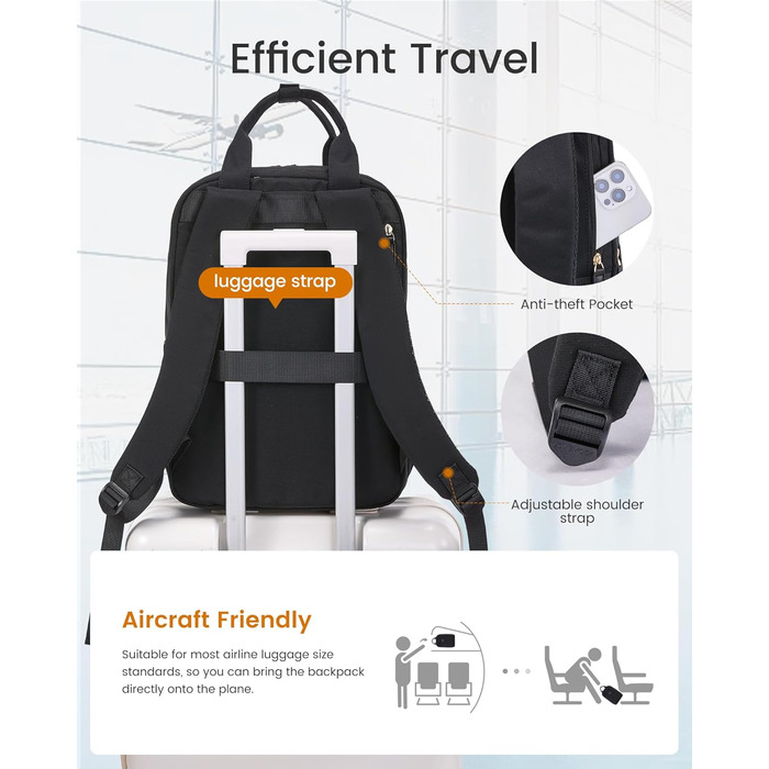 LOVEVOOK Рюкзак для ноутбука, 15.6 дюймів, жіночий, для школи/університету, подорожей, чорний