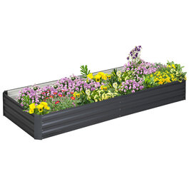 Підвищене грядка Outsunny зі сталі 241 x 90,5 x 30 см, ящик для рослин, ящик для квітів, грядка для саду, грядка для трав, грядка для овочів, сірий колір, для любителів садівництва.