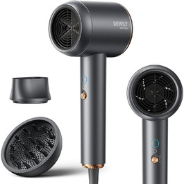 Складаний фен DEWILY Profi: потужний, тихий, для подорожей, сірий. 3 режими нагріву, 1 насадка.