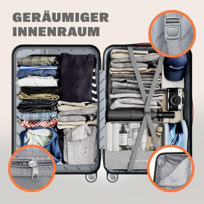 Набір валіз Monzana 3шт Exopack TSA, колір шампань: M, L, XL, жорсткий корпус, гелеві ручки, 4 колеса, телескопічна ручка