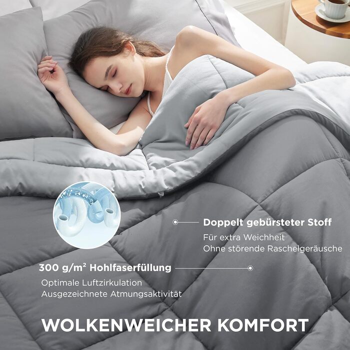 BEDSURE Ковдра постійна 135x200 см - Ковдра для всіх сезонів, 300 GSM, двостороння сіра/світло-сіра, м'яка та тепла, для алергіків, 135x200 см