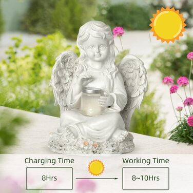 Tuzsocr Angel Garden Figurines Solar Stake Lights for Outdoors, Weatherproof Grave Decorations for Cemetery Outdoor Garden Decor