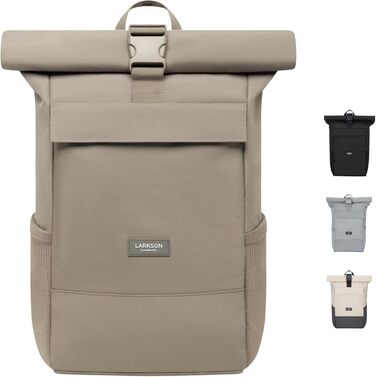 Рюкзак для жінок і чоловіків No 4 Rolltop із відділенням для ноутбука, для університету, роботи та велосипеда, великий дорожній рюкзак, водовідштовхувальний (гравій)