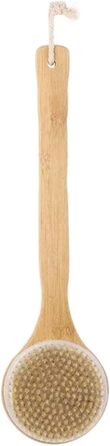 Bamboo bath brushes with long handle for women, boar bristles, bath and body brushes, back scrubber for the shower for men, 13 inches