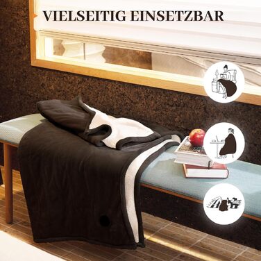 Електрична ковдра GOTCOZY 130x180 см з 10 режимами нагріву та таймером, коричнева, пральна