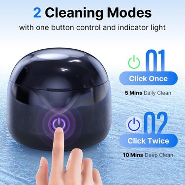 Ультразвукова мийка для ювелірних виробів та зубних протезів, 45000 Гц, 25 Вт, 200 мл, чорна