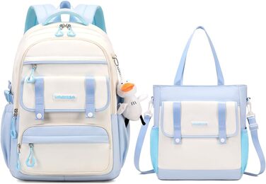 Шкільний рюкзак для дівчинки 2 в 1, рюкзак для підлітків 3-7 класів, шкільний набір з сумкою через плече, блакитний