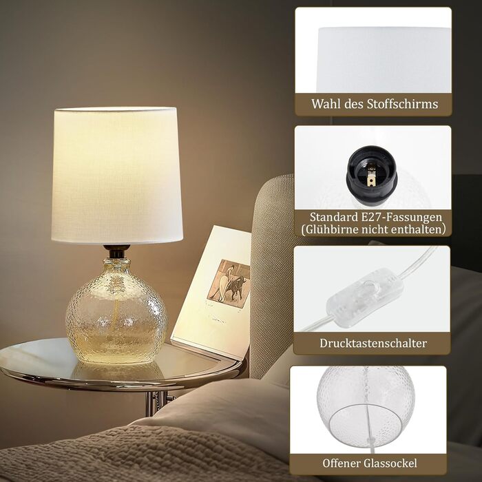 Настільна лампа GyroVu з ротангу, 2 шт. в наборі, Бохо стиль, патрон E27, для спальні, вітальні, читання