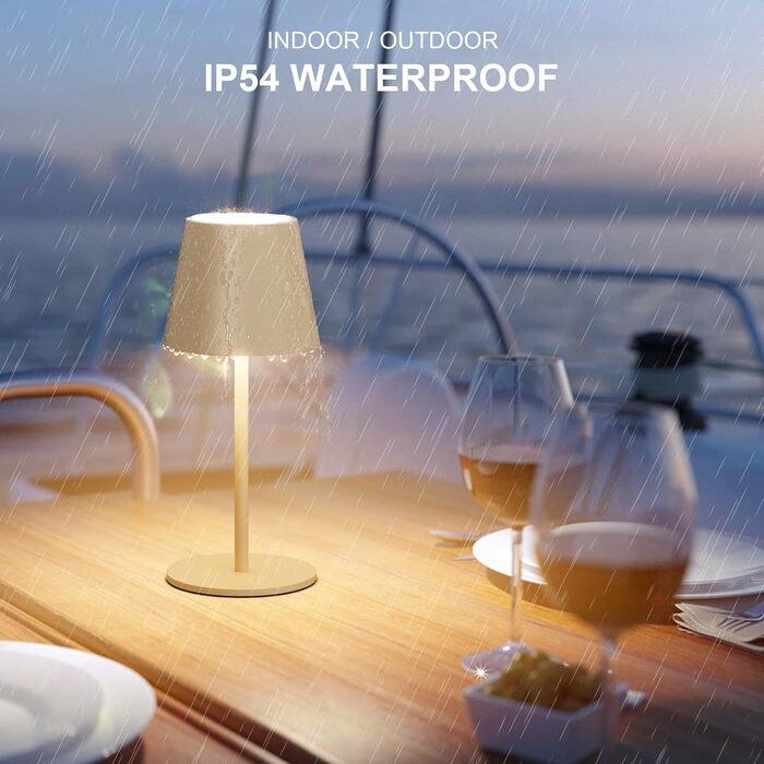 Акумуляторний LED світильник настільний 26 см, 5000mAh, Khaki (2 шт) - кемпінговий, водонепроникний IP54, для ресторану, спальні, бару