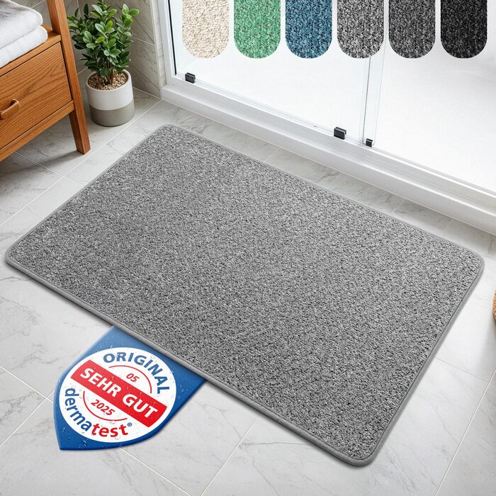 Гігієнічний килимок для ванної кімнати 90x60 см, протиковзкий та вологопоглинаючий дівір для душу, що швидко сохне, світло-сірий