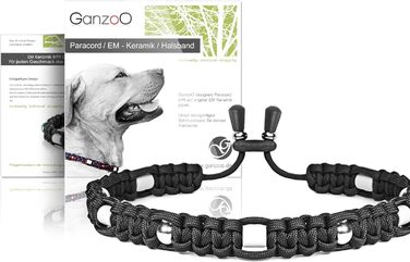 Нашийник для собак Ganzoo EM з кераміки та паракорду 550, розмір L (52-64 см), чорний, регульований